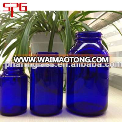 Cobalt blue and green color glass bottles series